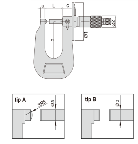 İNSİZE 0-25 mm Mekanik Sac Metal Mikrometresi