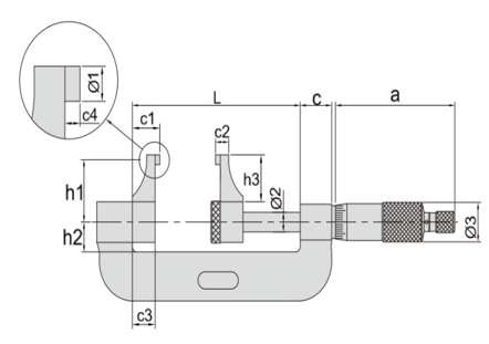 İNSİZE 25-50 mm Mekanik Kumpas Tipi Mikrometre
