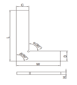 Asimeto 200 x 130 mm Çelik Düz Gönye