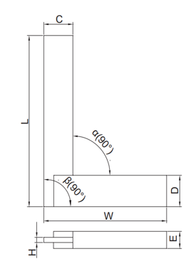 GFB 50 x 75 mm Geniş Tabanlı Gönye DIN 875/1