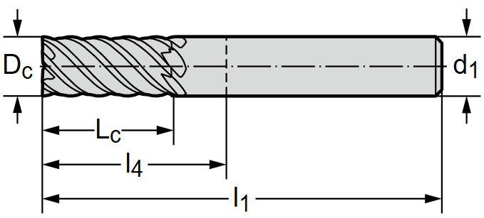 GFB 19x32x92 mm HSS 4 Ağızlı Standart Freze