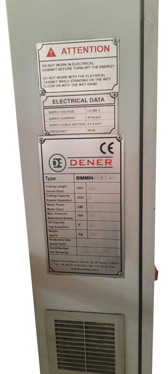 DENER HİDROLİK GİYOTİN MAKAS 3100 X 6 CNC DENER HİDROLİK GİYOTİN MAKAS 3100 X 6 CNC-2