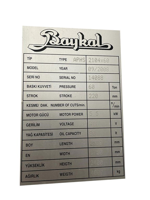 2008 MODEL BAYKAL APHS 2104X60 CNC HİDROLİK ABKANT PRES 2008 MODEL BAYKAL APHS 2104X60 CNC HİDROLİK ABKANT PRES-4
