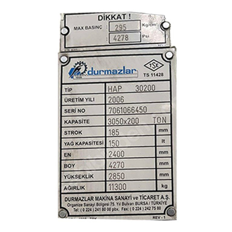 Durma 3 mt 200 ton Nc abkant Durma 3 mt 200 ton Nc abkant-2