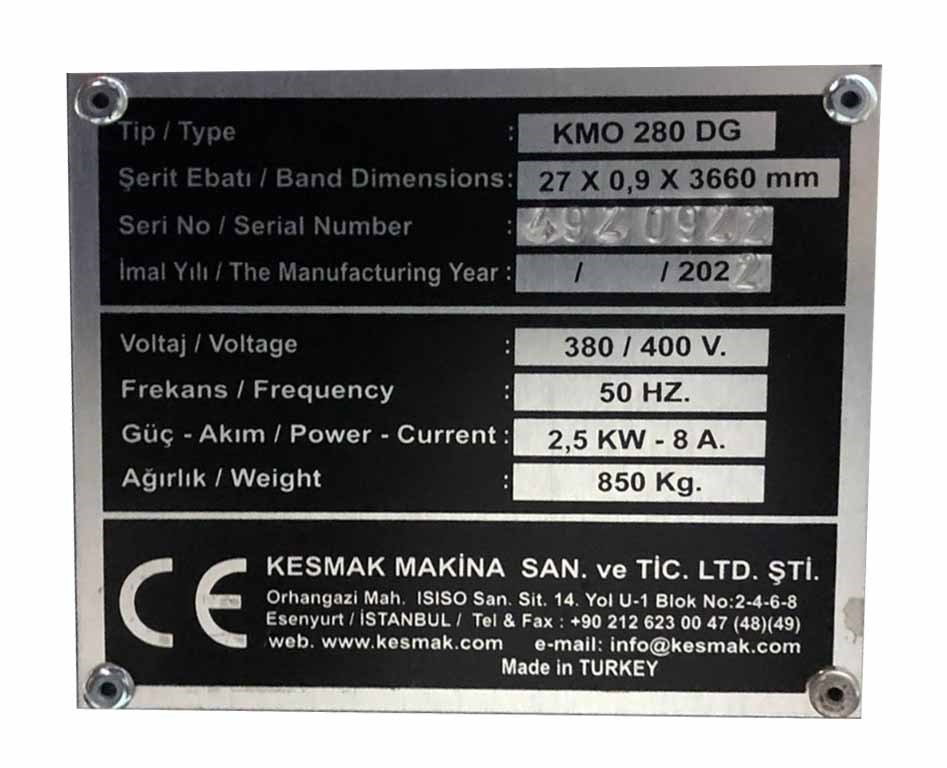 KESMAK KMO DG 280 TAM OTOMATİK AÇILI ŞERİT TESTERE TEZGAHI KESMAK KMO DG 280 TAM OTOMATİK AÇILI ŞERİT TESTERE TEZGAHI-3