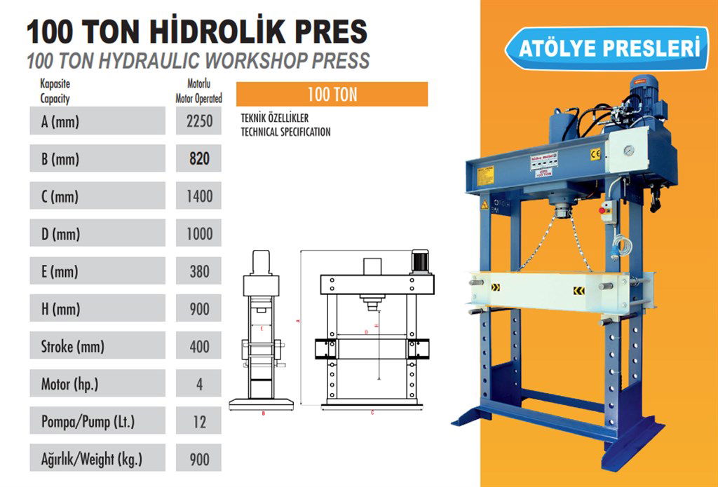 100 Ton Hidrolik Atölye Presi-1