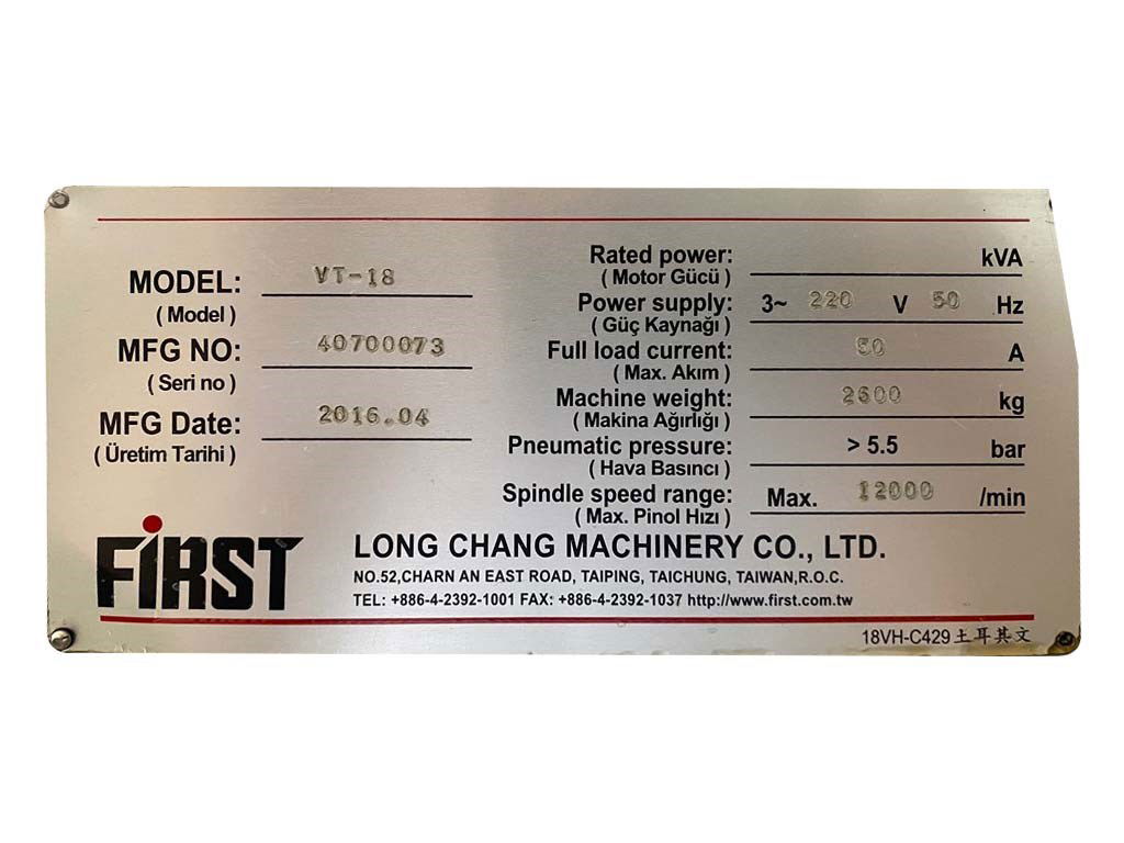 First VT-18 2015 CNC Tapping Center-4