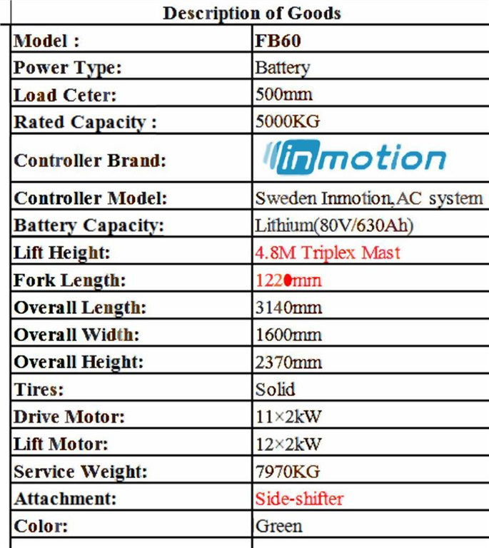 GS ELEKTRİKLİ FORKLİFT 5 TON 4.8 M-1