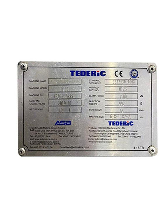 TEDERİC 350TON PLASTİK ENJEKSİYON MAKİNESİ-2