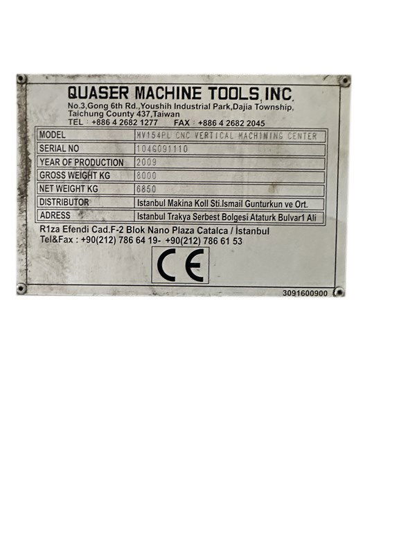 QUASER MV154/PL (Performans Serisi)
CNC DİK İŞLEME MERKEZİ-5