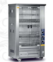 Gazlı Çift Vitrinli Lavtaşlı Piliç Çevirme Makinesi 12 / 60 Şiş/Piliç