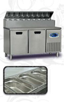 Pizza Hazırlık Buzdolabı Alçak Model Tek Kapılı +2/+5°C + İkili Çekmece Modülü Hacim 196 Lt