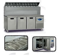 Pizza Hazırlık Buzdolabı Yüksek Model Üç Kapılı +2/+5°C + İkili Çekmece Modülü Hacim 450 Lt