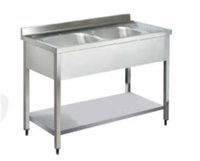 Çift Evyeli Taban Raflı Tezgah 2000x700x850mm