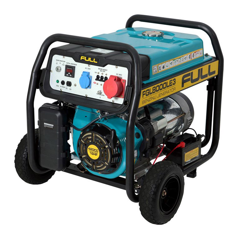 Benzinli Portatif Jeneratör - İpli ve Marşlı - 8,1kVA  - 230V/400V