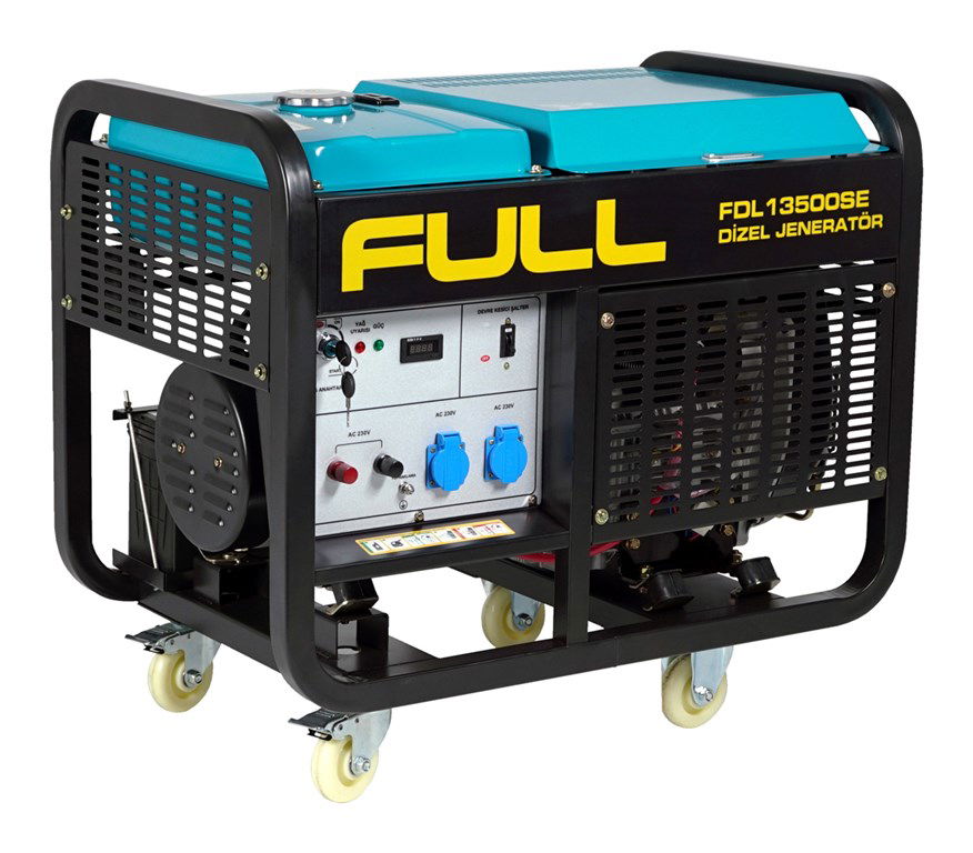 Dizel Portatif Jeneratör -  Açık Şase, Marşlı - 13,75kVA - 230V