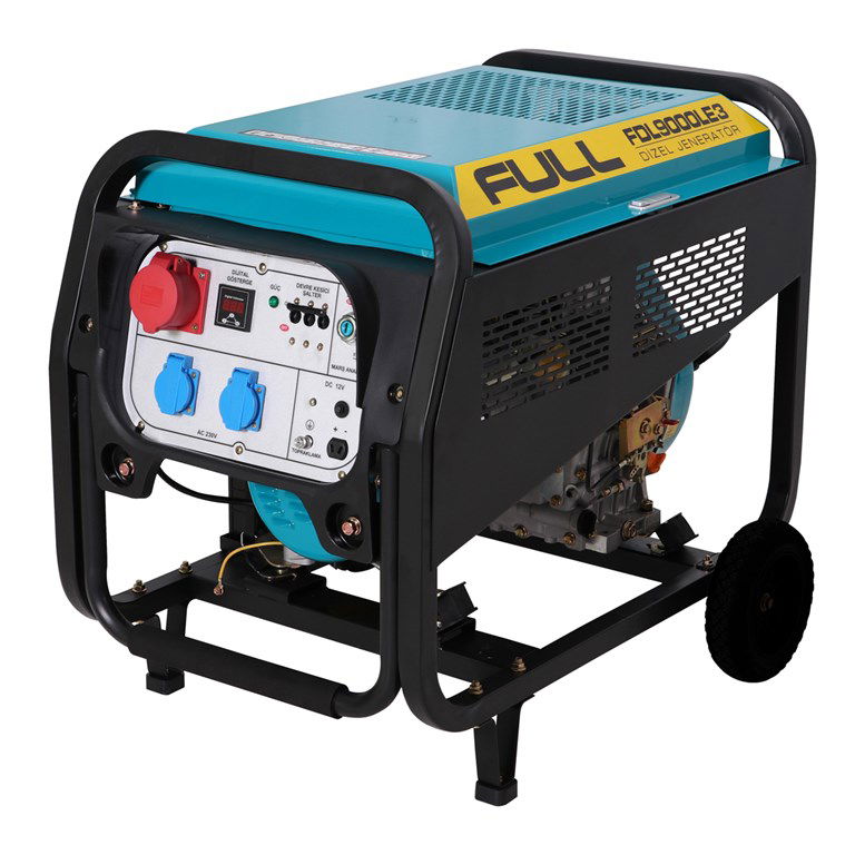 Dizel Portatif Jeneratör -  Açık Şase, İpli ve Marşlı - 8,5kVA - 230V/400V