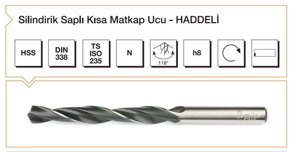 Silindirik Saplı Haddeli Matkap Ucu HSS DIN 338-Ø2,5mm-1