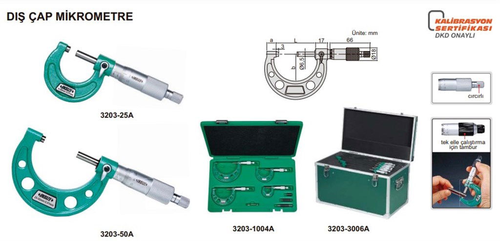 3203 Dış Çap Mikrometresi (Standart Model) 25-50 mm-1