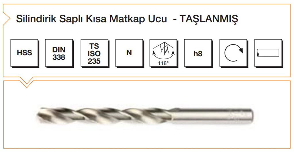 Silindirik Saplı Taşlanmış Matkap Ucu HSS DIN 338-Ø11,3 mm-1