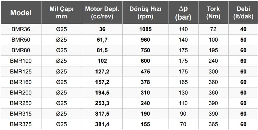 BMR315 Hidromotor 60 lt/dak - 317,5 cc/rev BMR315 Hidromotor 60 lt/dak - 317,5 cc/rev-2