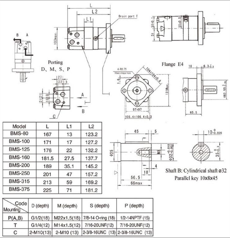 BMS80 Hidromotor 65 lt/dak - 80,6 cc/rev-2