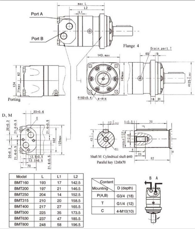 BMT160 Hidromotor 100 lt/dak - 161,1 cc/rev-2