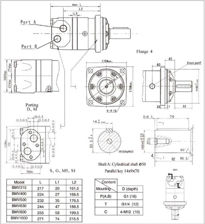 BMV800 Hidromotor 200 lt/dak - 801 cc/rev-2