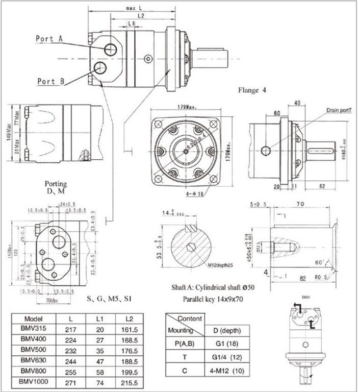 BMV800 Hidromotor 200 lt/dak - 801 cc/rev BMV800 Hidromotor 200 lt/dak - 801 cc/rev-3