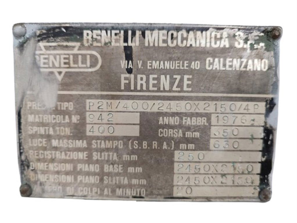 BENELLI MECCANICA P2M/400 400 TON TRANSFER PRES-1