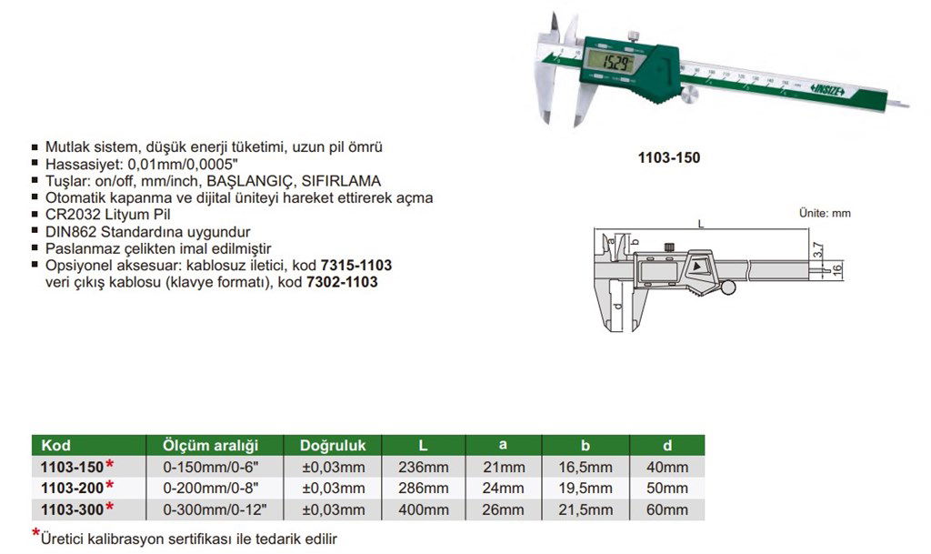 1103 Dijital Kumpas (Absolute Model) 0-150 mm-1