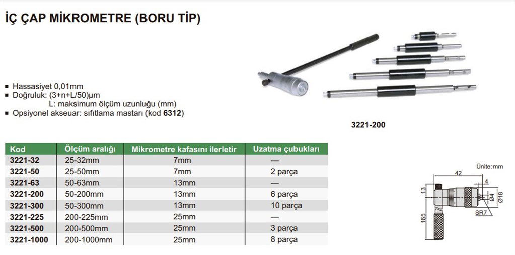 3221 İç Çap Mikrometresi (Boru Tip) 25-32 mm-1