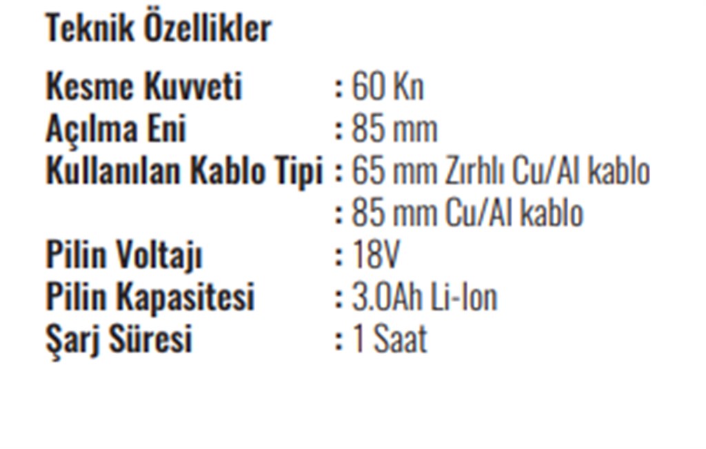 TORK EB 85C ŞARJ EDİLEBİLİR KABLO KESME MAKASI-1