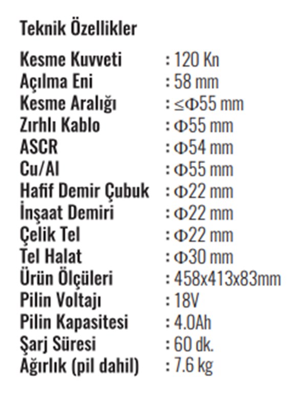 TORK ED 55 ŞARJ EDİLEBİLİR KABLO KESME MAKASI-1