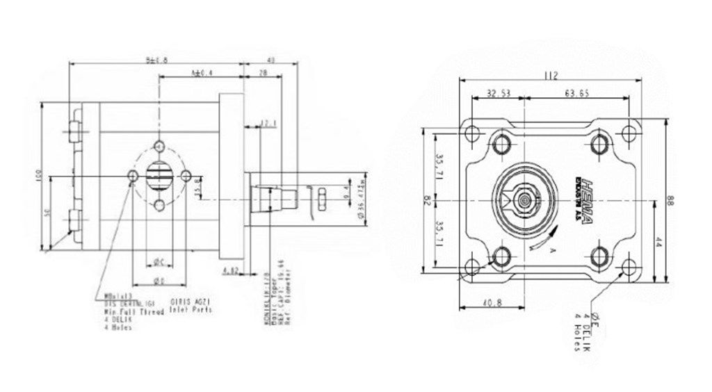 1PH Serisi Hidrolik Dişli Pompa Sağ Dönüş - 14,00 cm³/dev-2