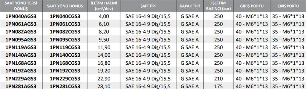 1PN Serisi Hidrolik Dişli Pompa Sağ Dönüş - 22,90 cm³/dev-1