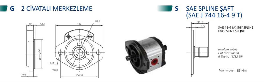 1PN Serisi Hidrolik Dişli Pompa Sağ Dönüş - 14,00 cm³/dev 1PN Serisi Hidrolik Dişli Pompa Sağ Dönüş - 14,00 cm³/dev-3