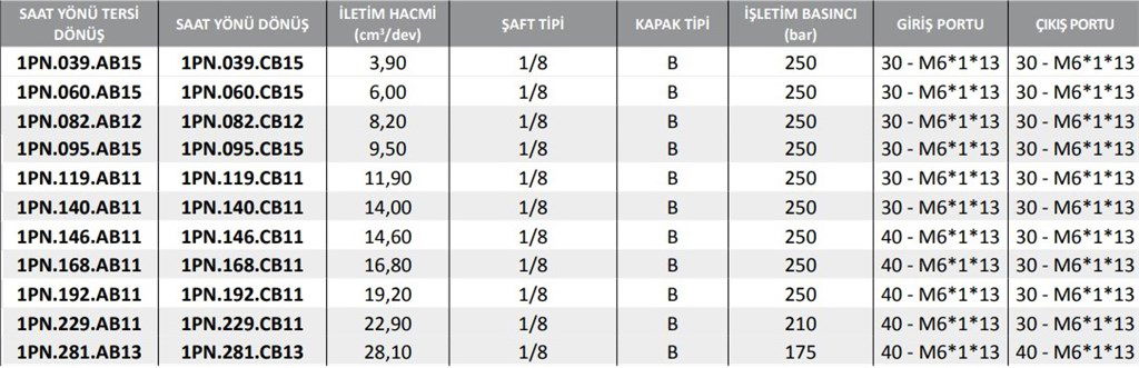 1PN Serisi Hidrolik Dişli Pompa Sağ Dönüş - 28,10 cm³/dev 1PN Serisi Hidrolik Dişli Pompa Sağ Dönüş - 28,10 cm³/dev-2