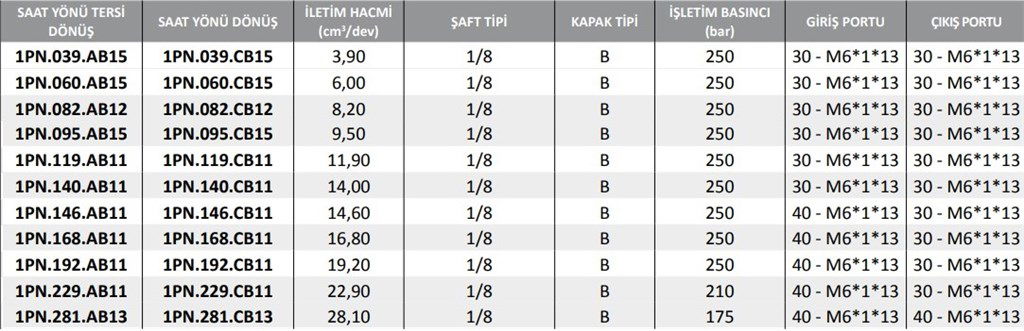 1PN Serisi Hidrolik Dişli Pompa Sağ Dönüş - 11,90 cm³/dev-1