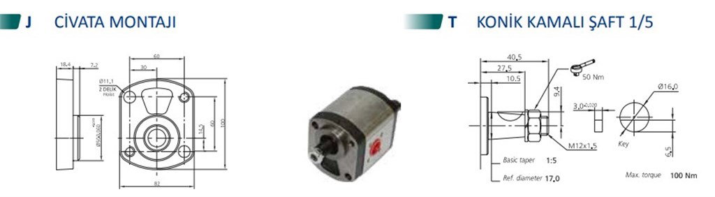 1PN Serisi Hidrolik Dişli Pompa Sol Dönüş - 4,00 cm³/dev 1PN Serisi Hidrolik Dişli Pompa Sol Dönüş - 4,00 cm³/dev-3