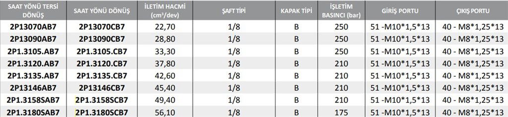 2P1 Serisi Hidrolik Dişli Pompa Sol Dönüş - 49,40 cm³/dev 2P1 Serisi Hidrolik Dişli Pompa Sol Dönüş - 49,40 cm³/dev-2