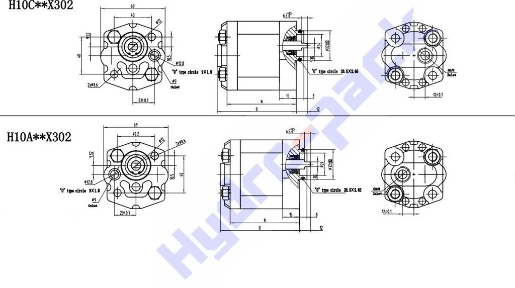 Grup 10-HX302 Hidrolik Dişli Pompa Sağ Dönüş - 1,1 cc/devir-2