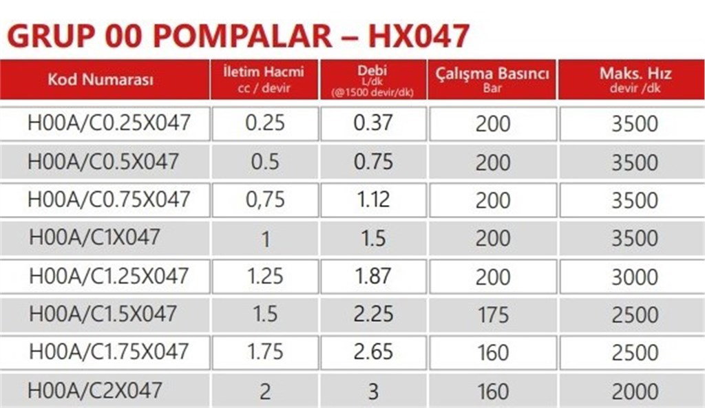 Grup 00-HX047 Hidrolik Dişli Pompa Sağ Dönüş - 1,0 cc/devir-1