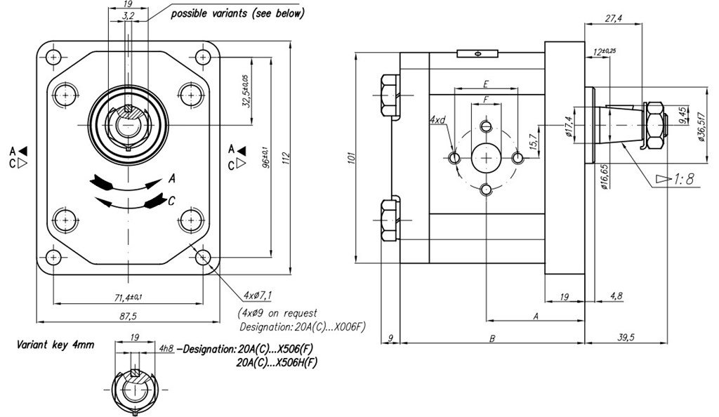 Grup 20-HX006 Hidrolik Dişli Pompa Sağ Dönüş - 15 cc/devir Grup 20-HX006 Hidrolik Dişli Pompa Sağ Dönüş - 15 cc/devir-3