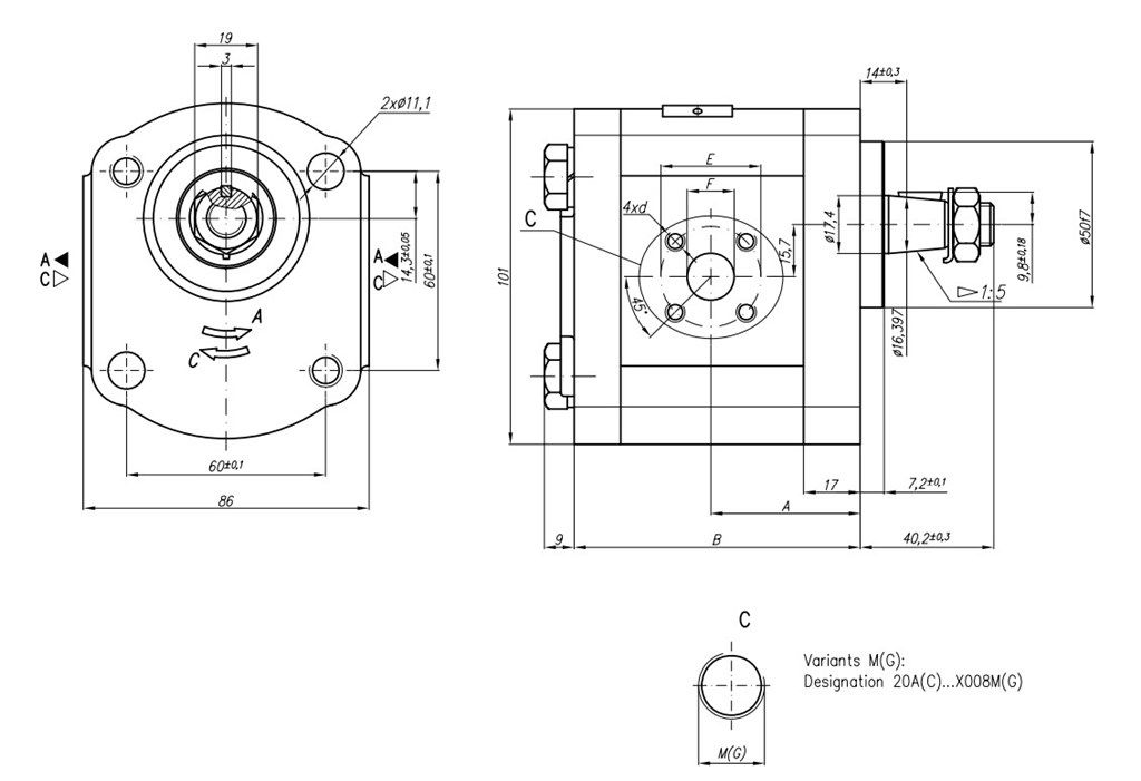 Grup 20-HX008 Hidrolik Dişli Pompa Sağ Dönüş - 22 cc/devir-2