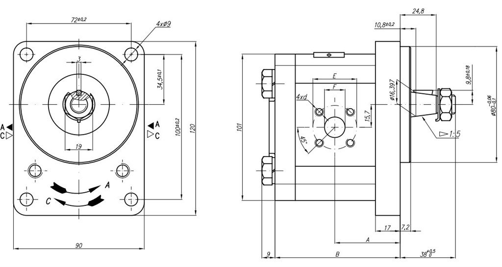 Grup 20-HX086 Hidrolik Dişli Pompa Sol Dönüş - 12 cc/devir Grup 20-HX086 Hidrolik Dişli Pompa Sol Dönüş - 12 cc/devir-3