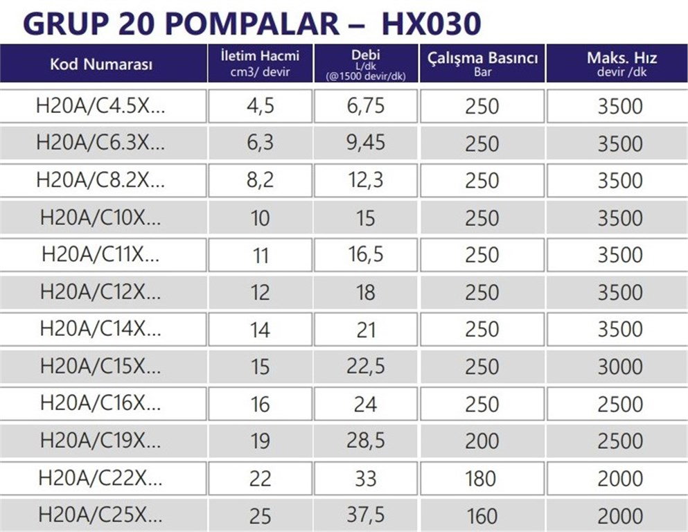 Grup 20-HX030 Hidrolik Dişli Pompa Sol Dönüş - 4,5 cc/devir-1