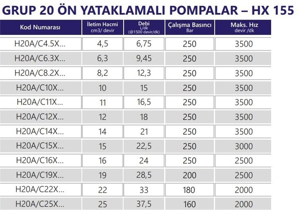 Grup 20-HX155 Hidrolik Dişli Pompa Sağ Dönüş - 22 cc/devir Grup 20-HX155 Hidrolik Dişli Pompa Sağ Dönüş - 22 cc/devir-2