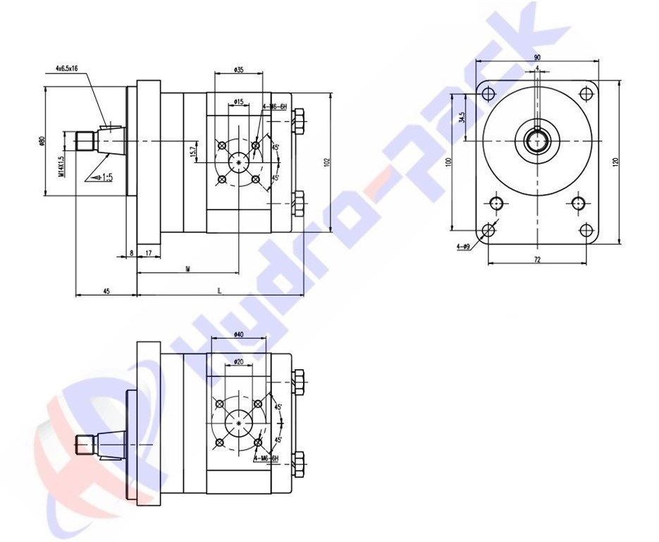 Grup 20-HX329 Hidrolik Dişli Pompa Sol Dönüş - 12 cc/devir-2