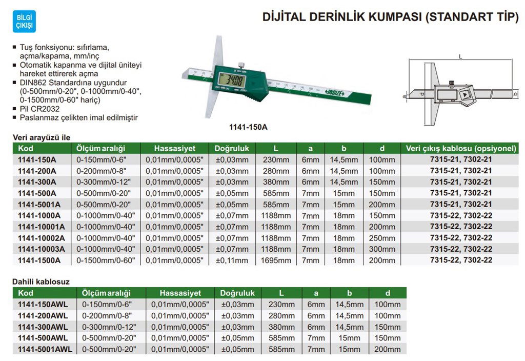 1141-1500A Dijital Derinlik Kumpası (Standart Model)-1